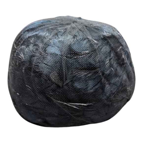 Vtg 1950s Haya Rochel Black Feather Covered Mesh Netting Pillbox Cloche Hat - Picture 2 of 6